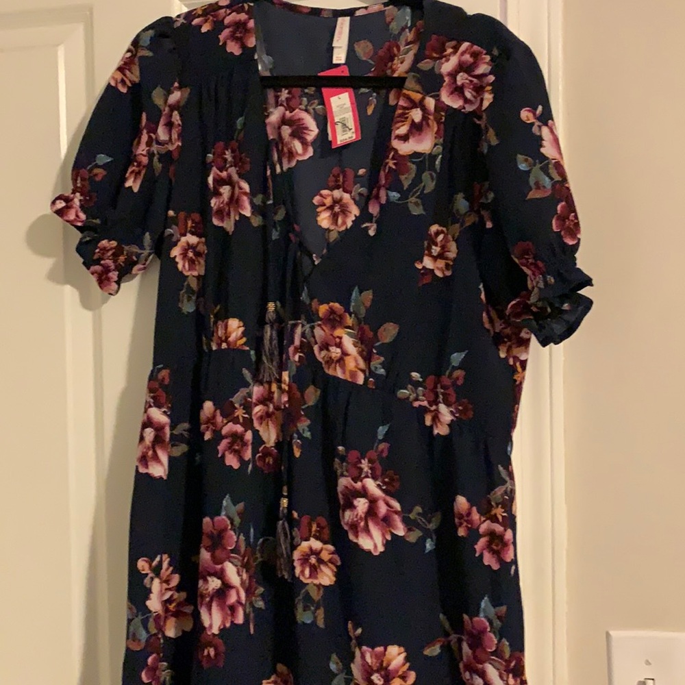 Xhileration navy blue floral dress - Picture 1 of 5